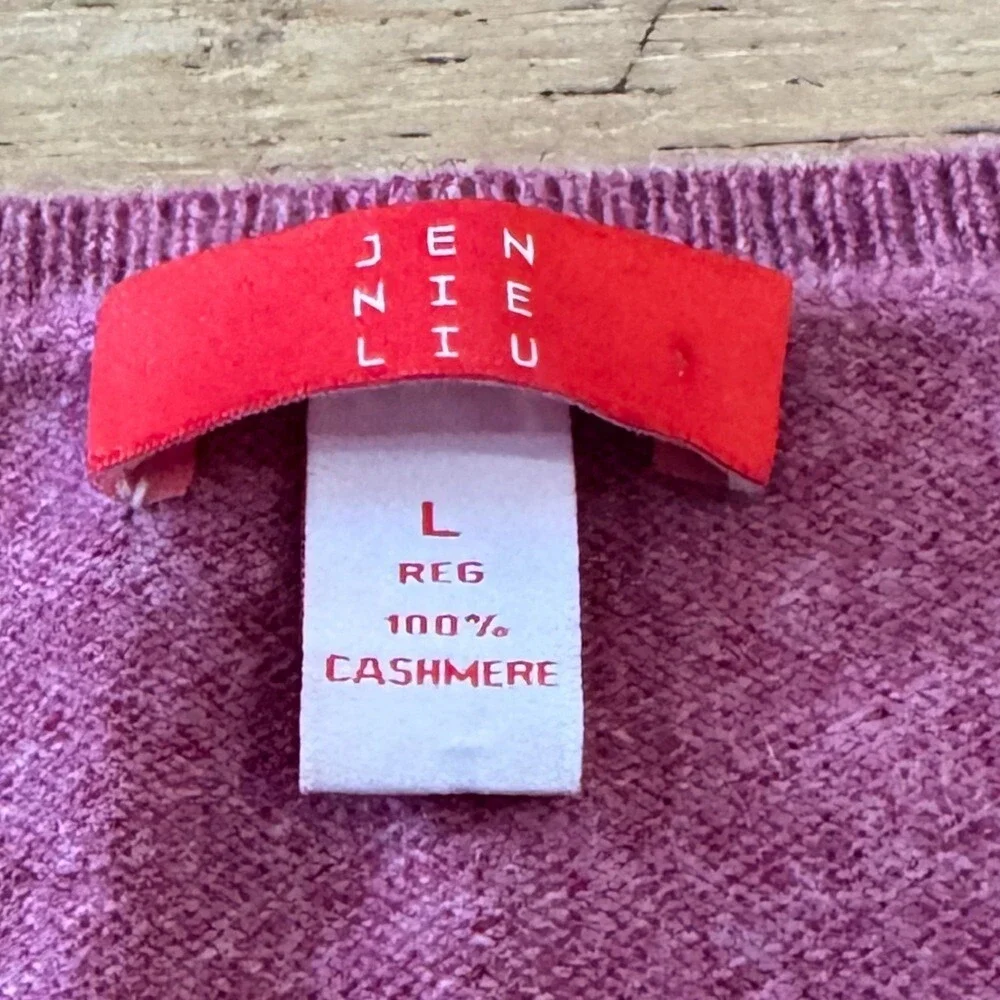 Jennie Liu Womens 100% Cashmere V-Neck Pullover Sweater‎ Pink Size Large (1203)